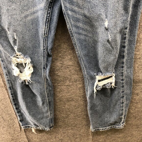 Abercrombie & Fitch Mom Jean Womens Size 4 / 27 Blue Distressed Ripped Stretch - Picture 4 of 9